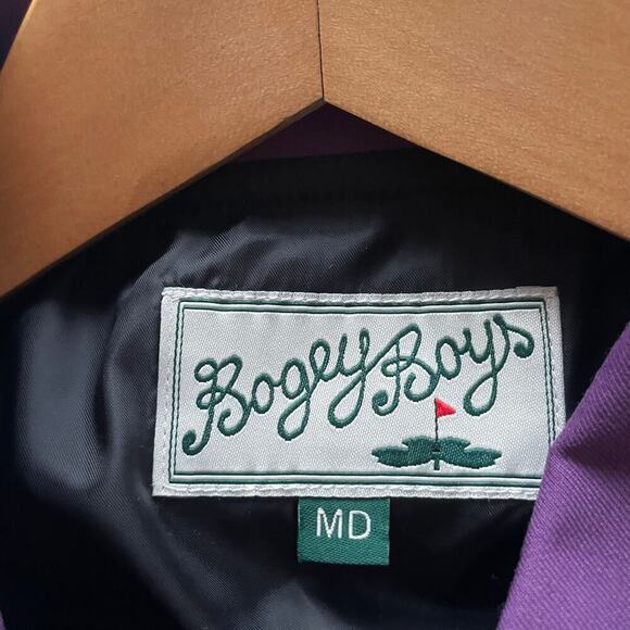 Bogey Boys Color Block Jacket Golf Purple White Size Medium NEW - Picture 7 of 8